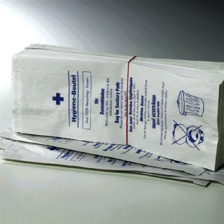 Hygienebeutel Papier weiß gefädelt 100 Stück/Pack