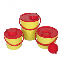 Kan&uuml;lenentsorgungsbox 1,5 L gelb mit rotem Deckel