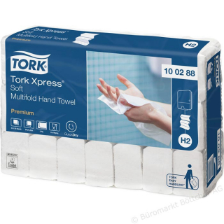 Tork Papierhandtücher Xpress Premium H2 100288, 2-lagig, TAD+Tissue, hochweiß, Interfold-Falz 21x34cm, 2310 Stück/Karton