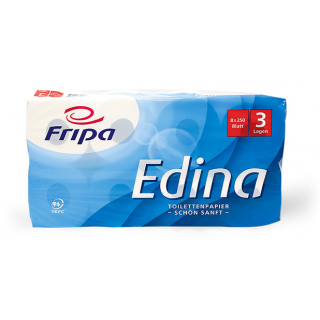 Fripa Toilettenpapier EdinaTissue hochweiß 3lagig 250 Blatt 72 Rollen/Pack
