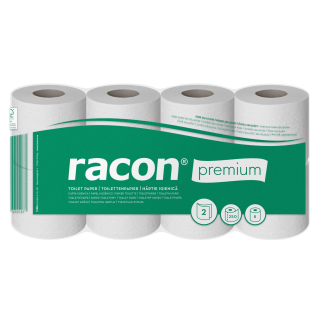 Toilettenpapier Racon hochweiss Zellstoff Premium 2-lagig 64 Rollen à 250Blatt
